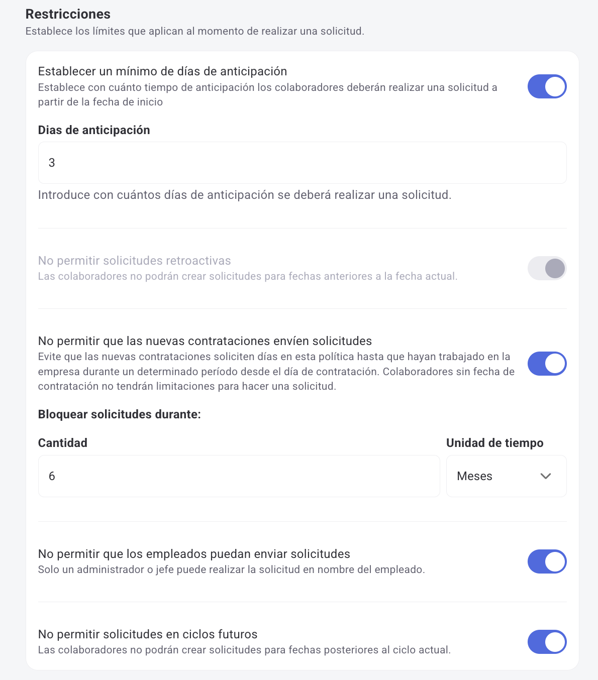 Pantalla de configuración