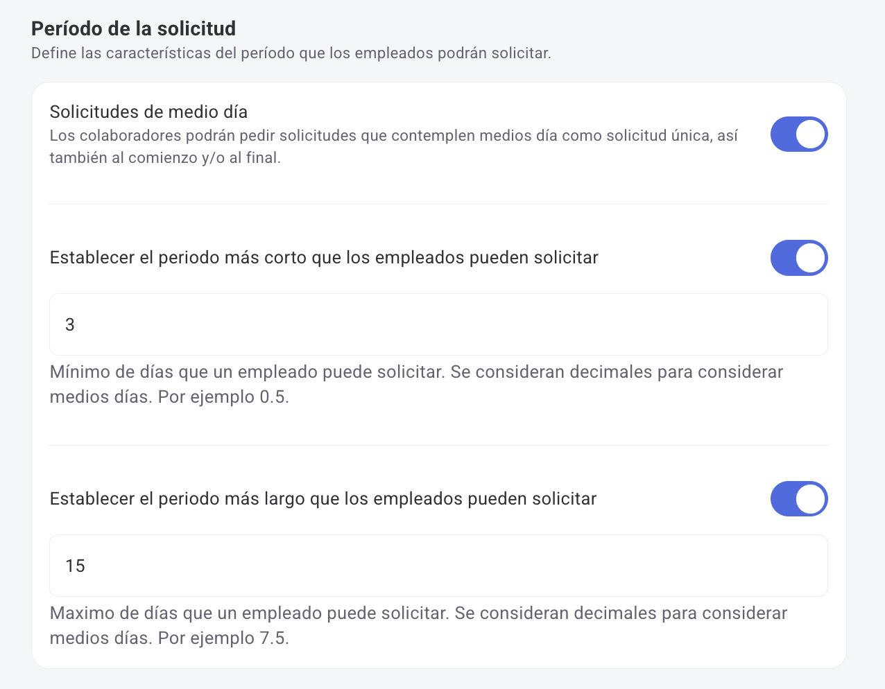 Pantalla de configuración