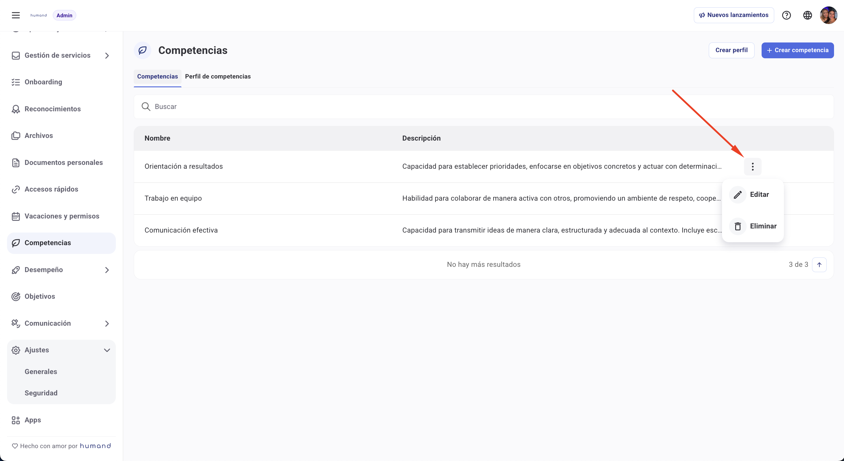 Permiso gestionar competencias
