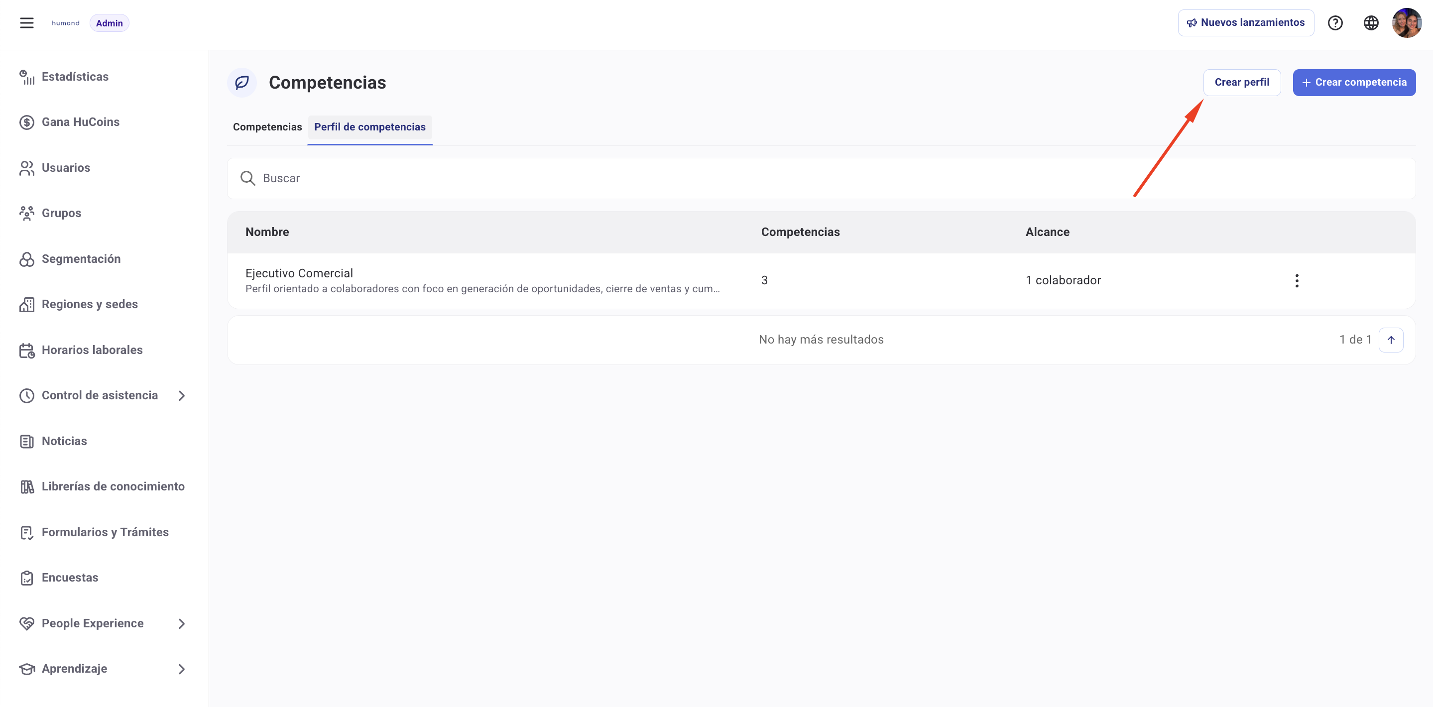 Pantalla de configuraciones