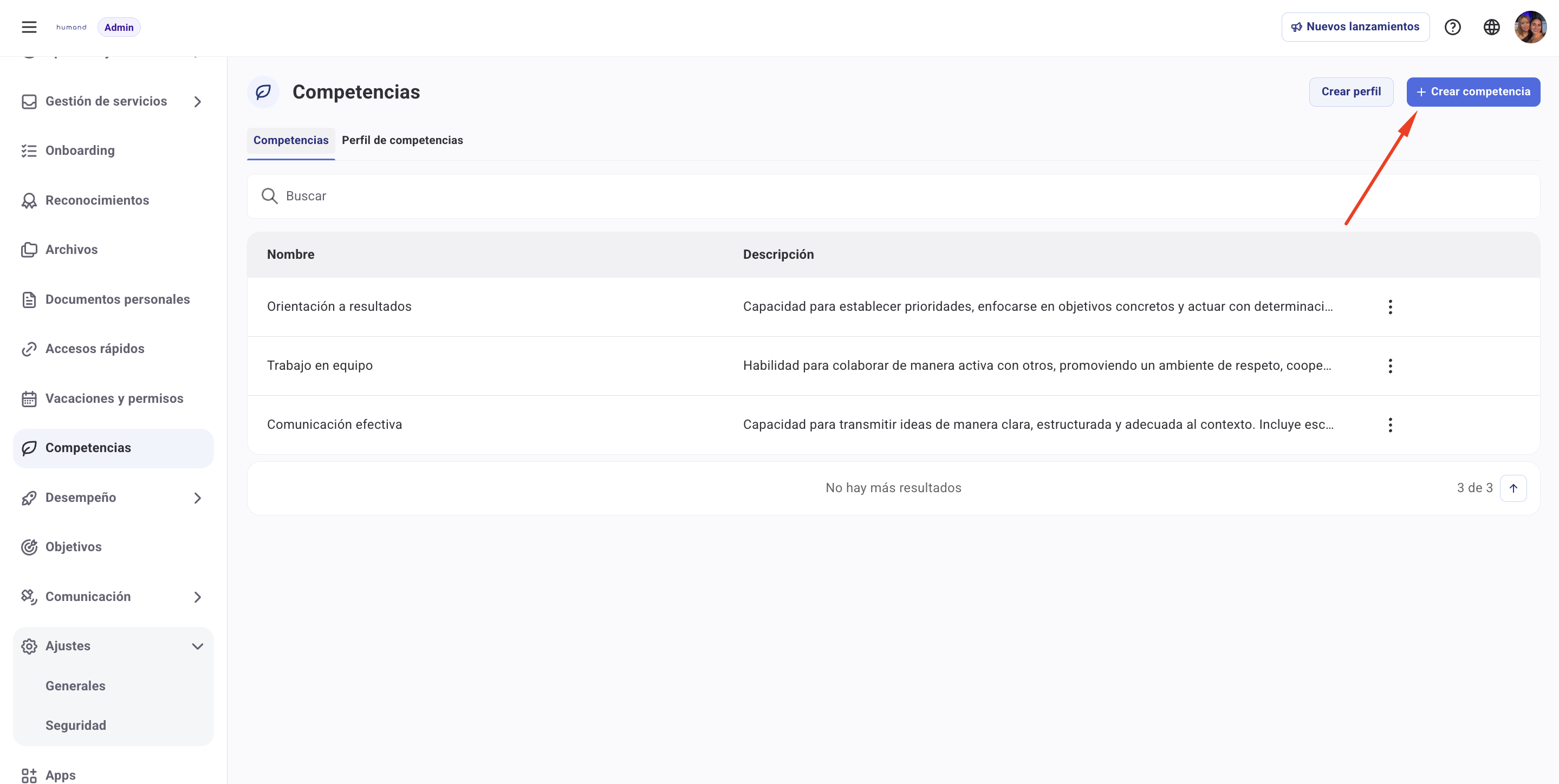 Manage competencies permission