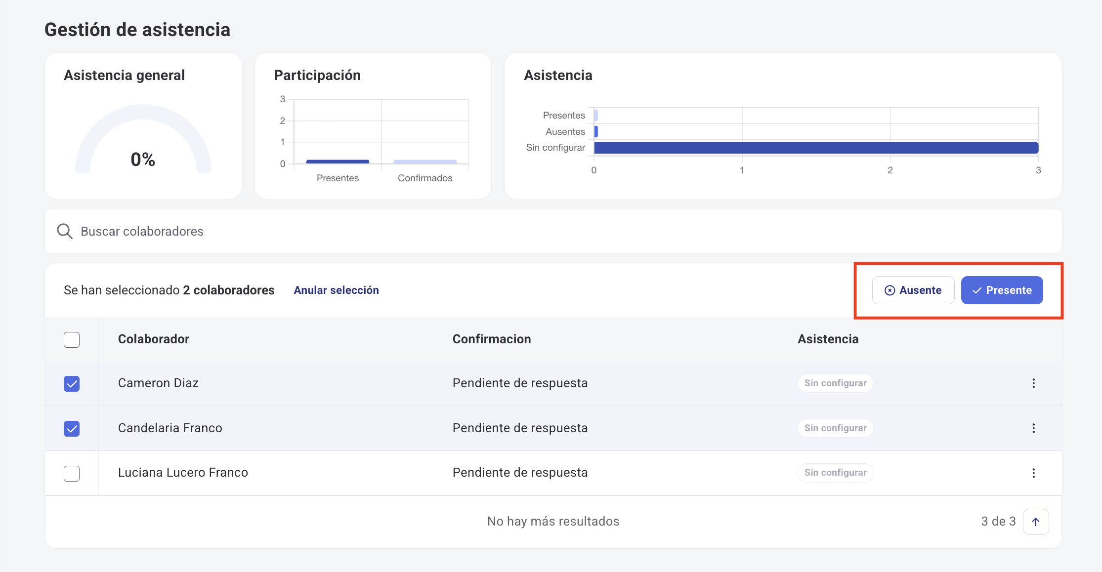 Pantalla de configuraciones