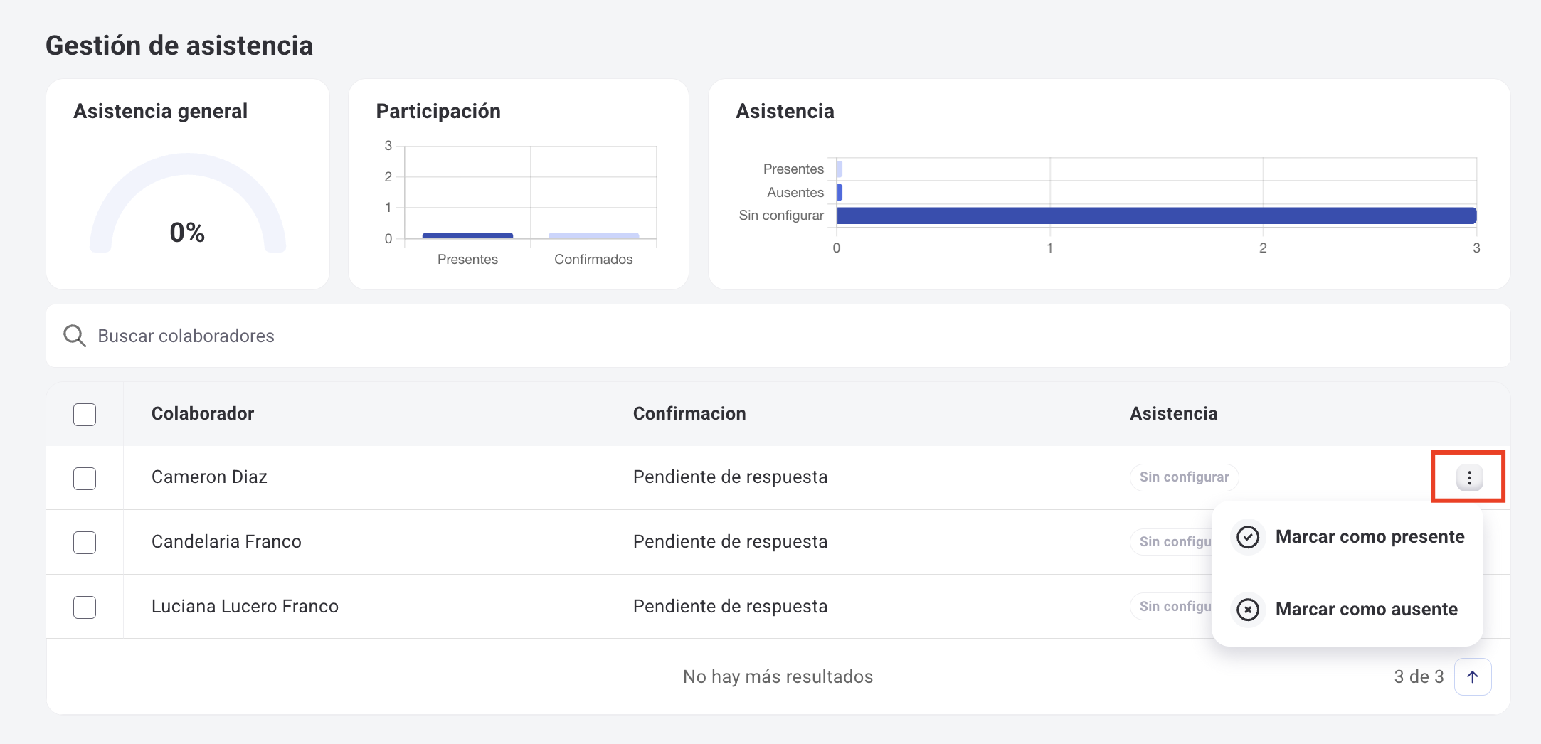 Pantalla de configuraciones