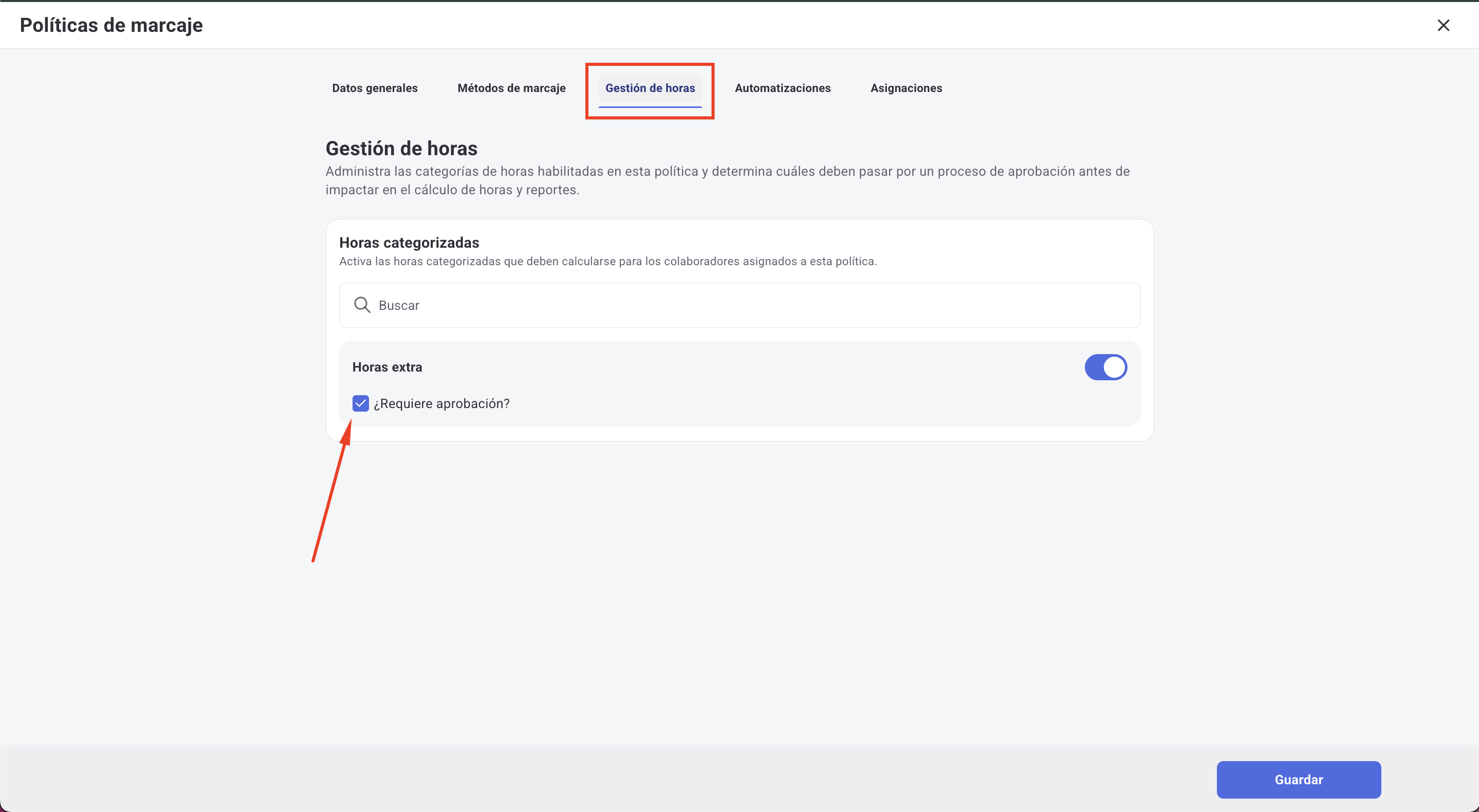 Pantalla de configuraciones