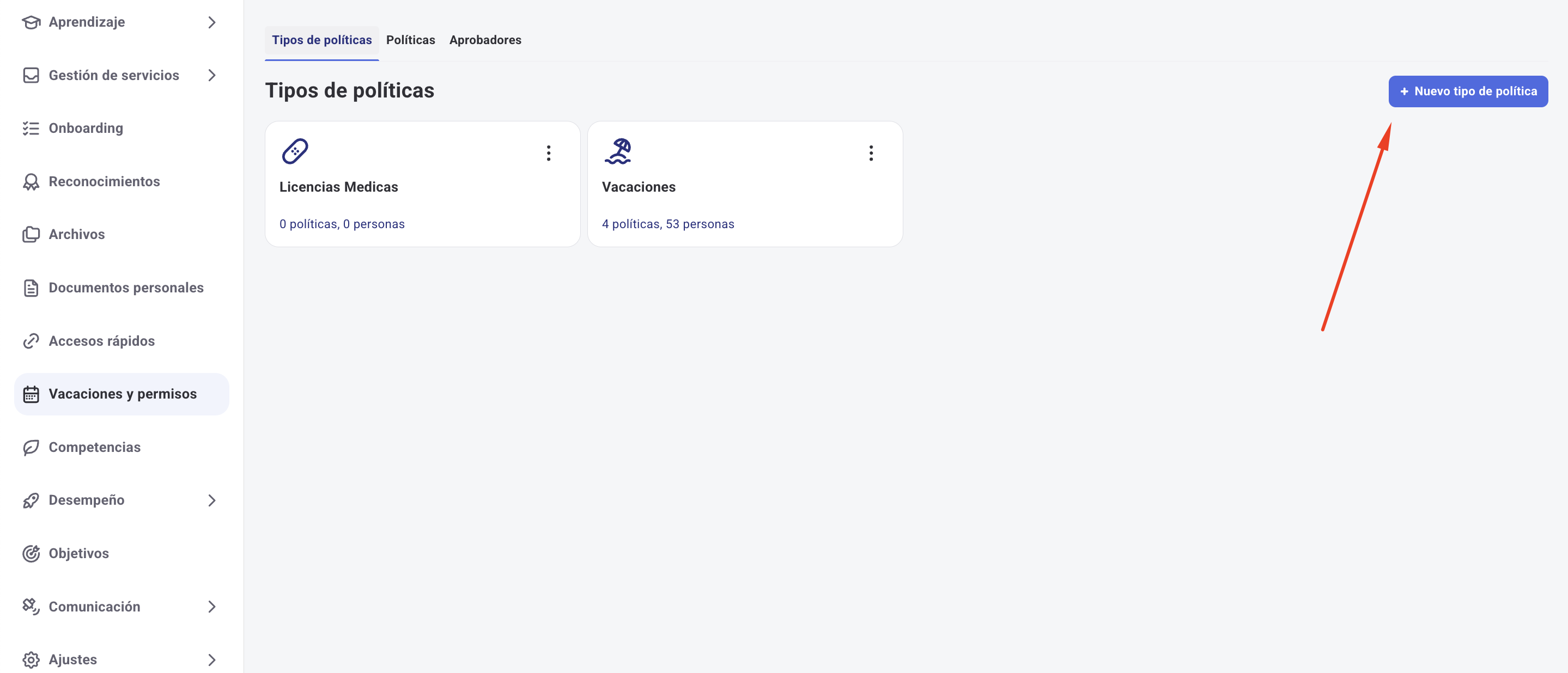 Pantalla de configuraciones