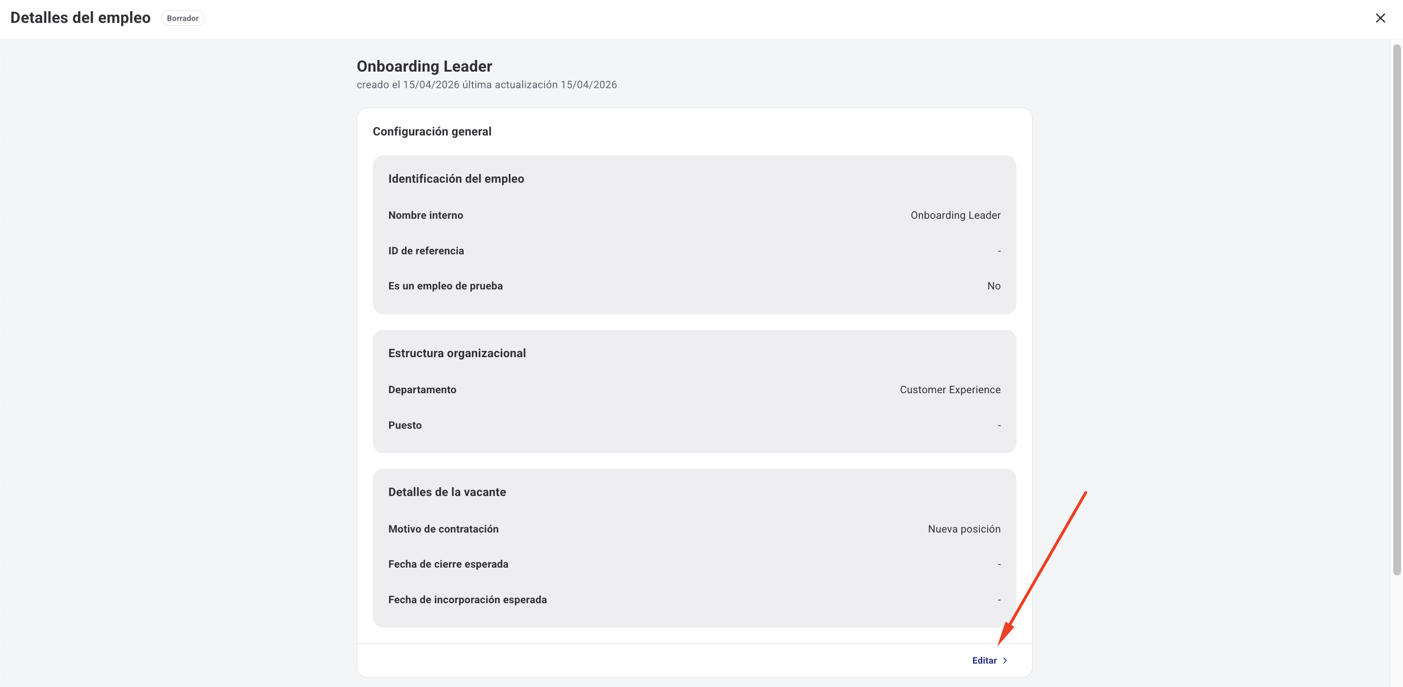 Menú de más acciones con la opción Editar seleccionada