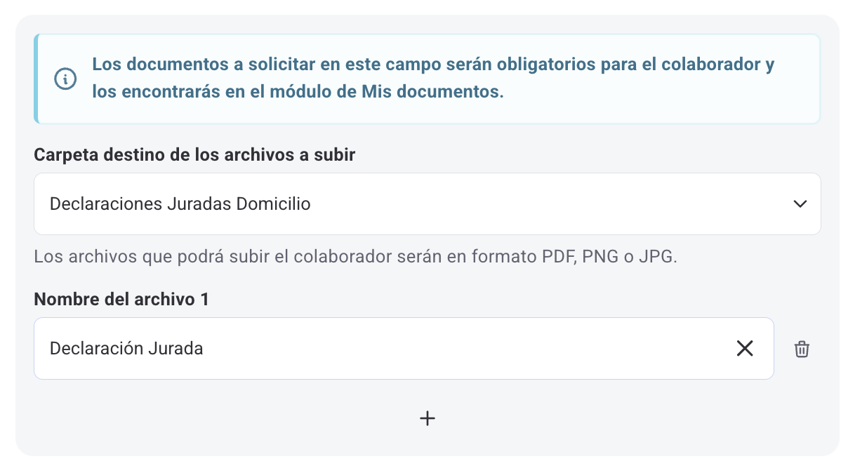 Pantalla de Configuración general al crear un empleo
