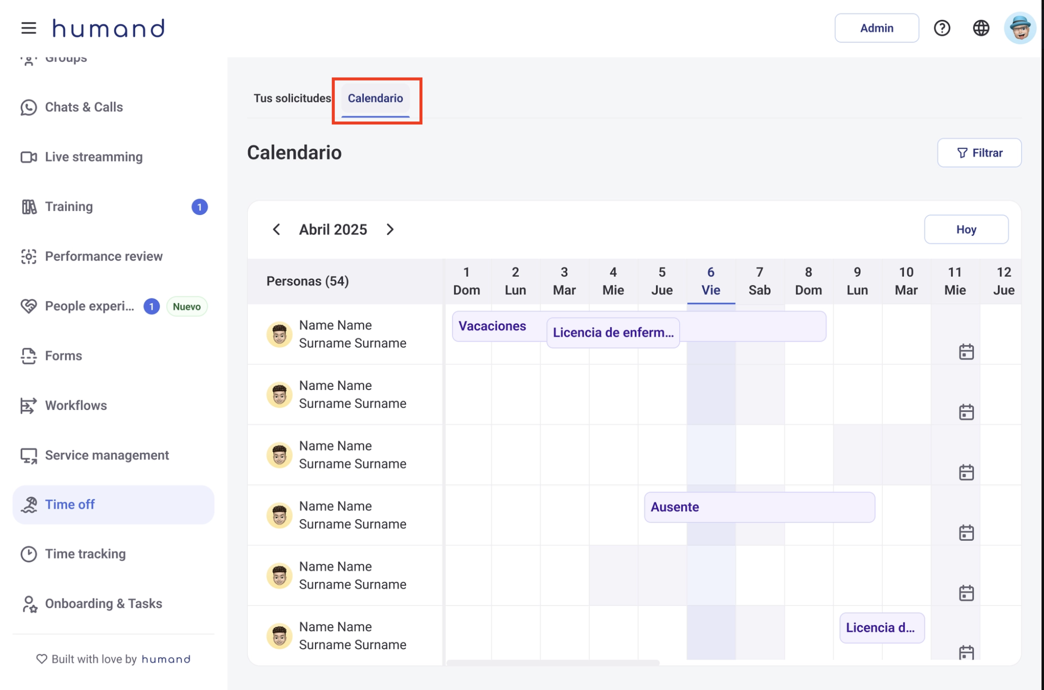Public Absence Calendar Toggle