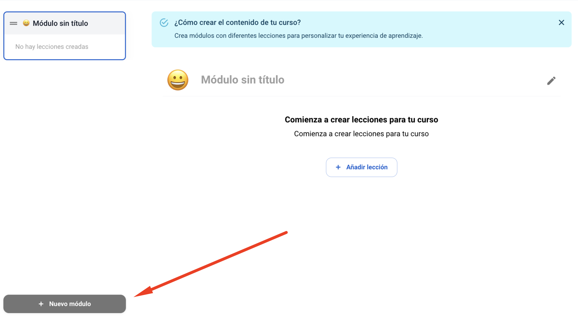 Estrutura de módulos e lições dentro do curso