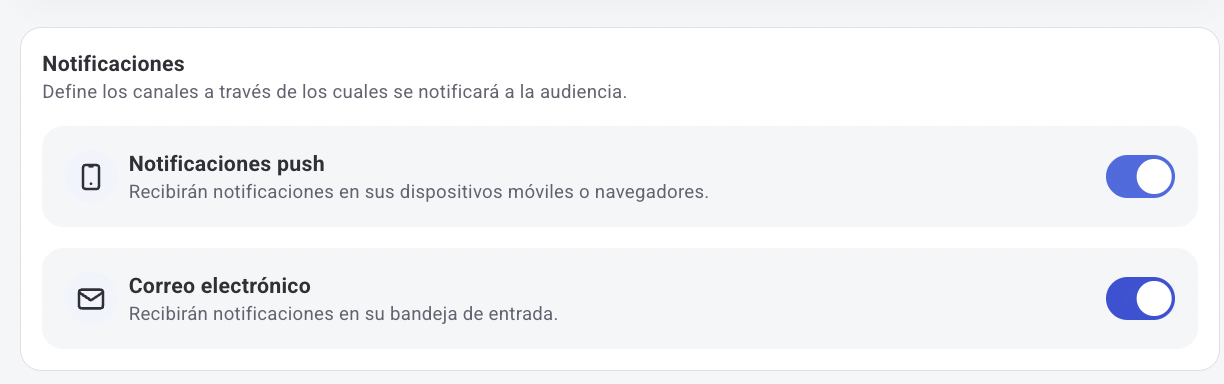 Seletor de canal de notificação ao publicar um curso ou percurso de aprendizagem