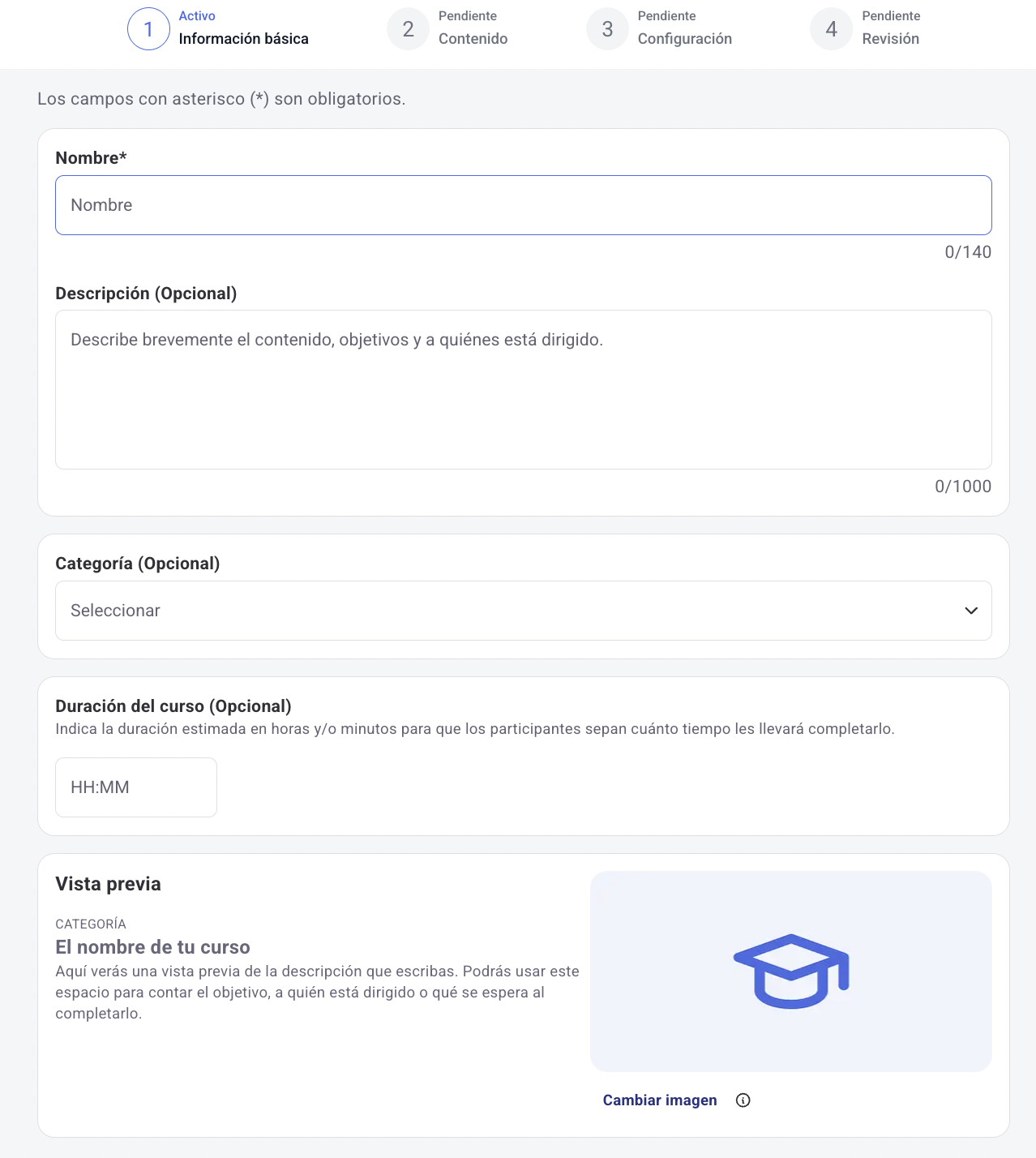 Course basic information form