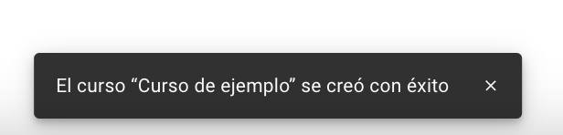 Course successfully created confirmation