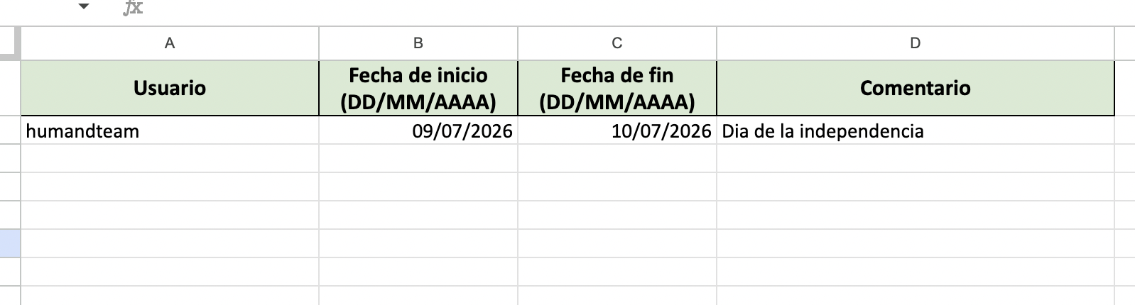 Excel template for bulk request upload