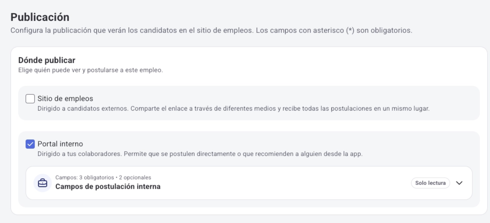 Toggle de distribución interna en configuración de búsqueda