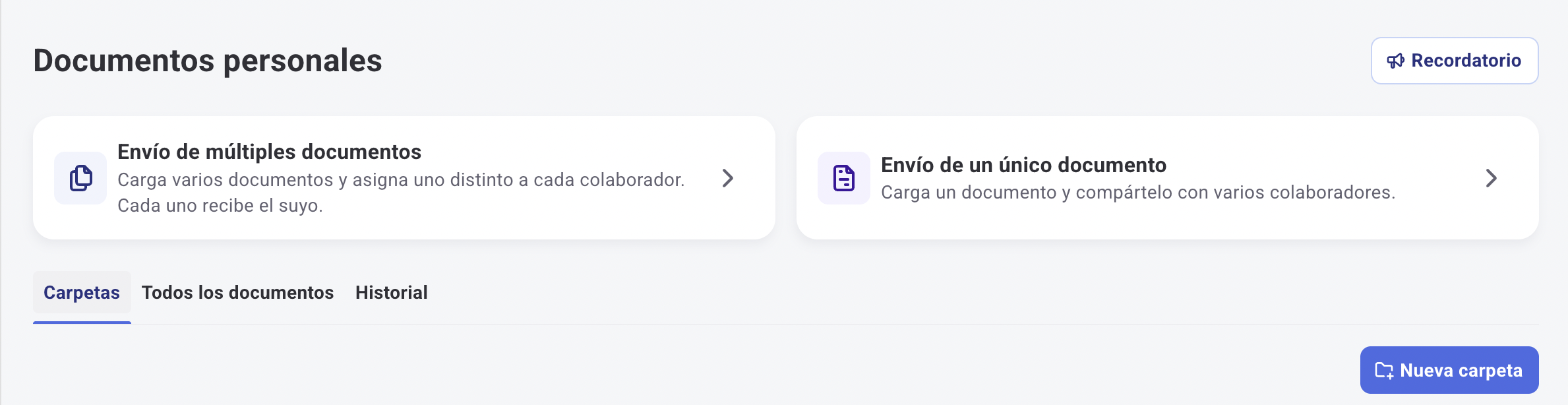 Bulk send option on the Documents home page
