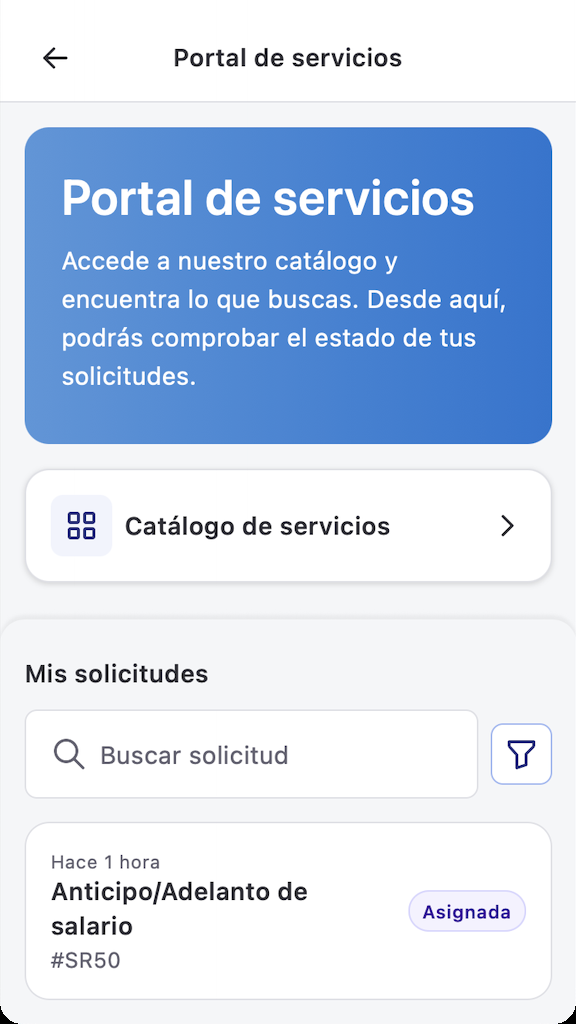 Listado de Mis solicitudes en la app