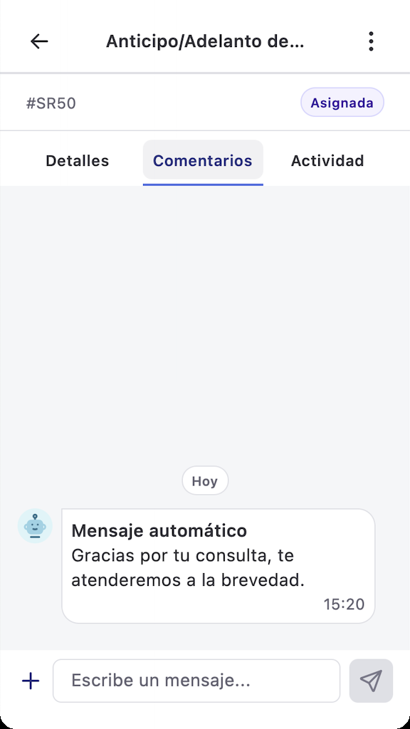 Campo para escribir un comentario en la app