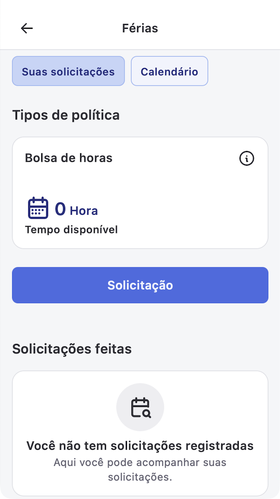 Card Bolsa de horas entre os Tipos de política em Férias