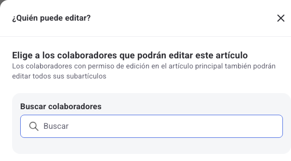 Modal ¿Quién puede editar? con el buscador de colaboradores