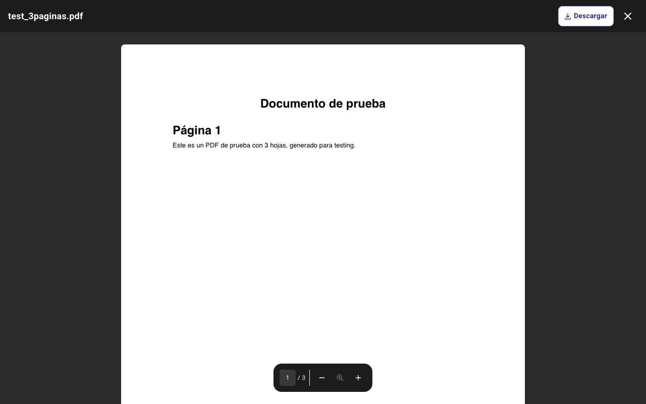 Visor de un documento personal abierto desde el legajo con el botón Descargar