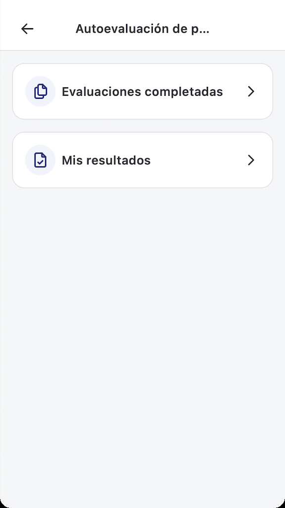 Opciones Evaluaciones completadas y Mis resultados dentro del ciclo