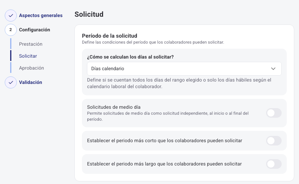 Paso Solicitar dentro de Configuración en la edición de la política