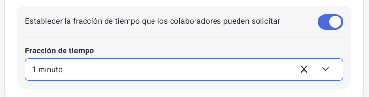 Fracción de tiempo configurada en 1 minuto