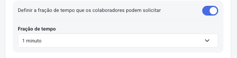 Fração de tempo configurada em 1 minuto